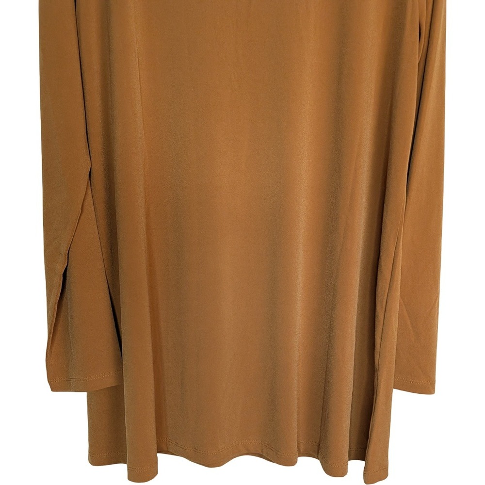 Susan Graver Liquid Knit Tunic Women Large Rich Gold VNeck Modern Essentials Top - Picture 6 of 11
